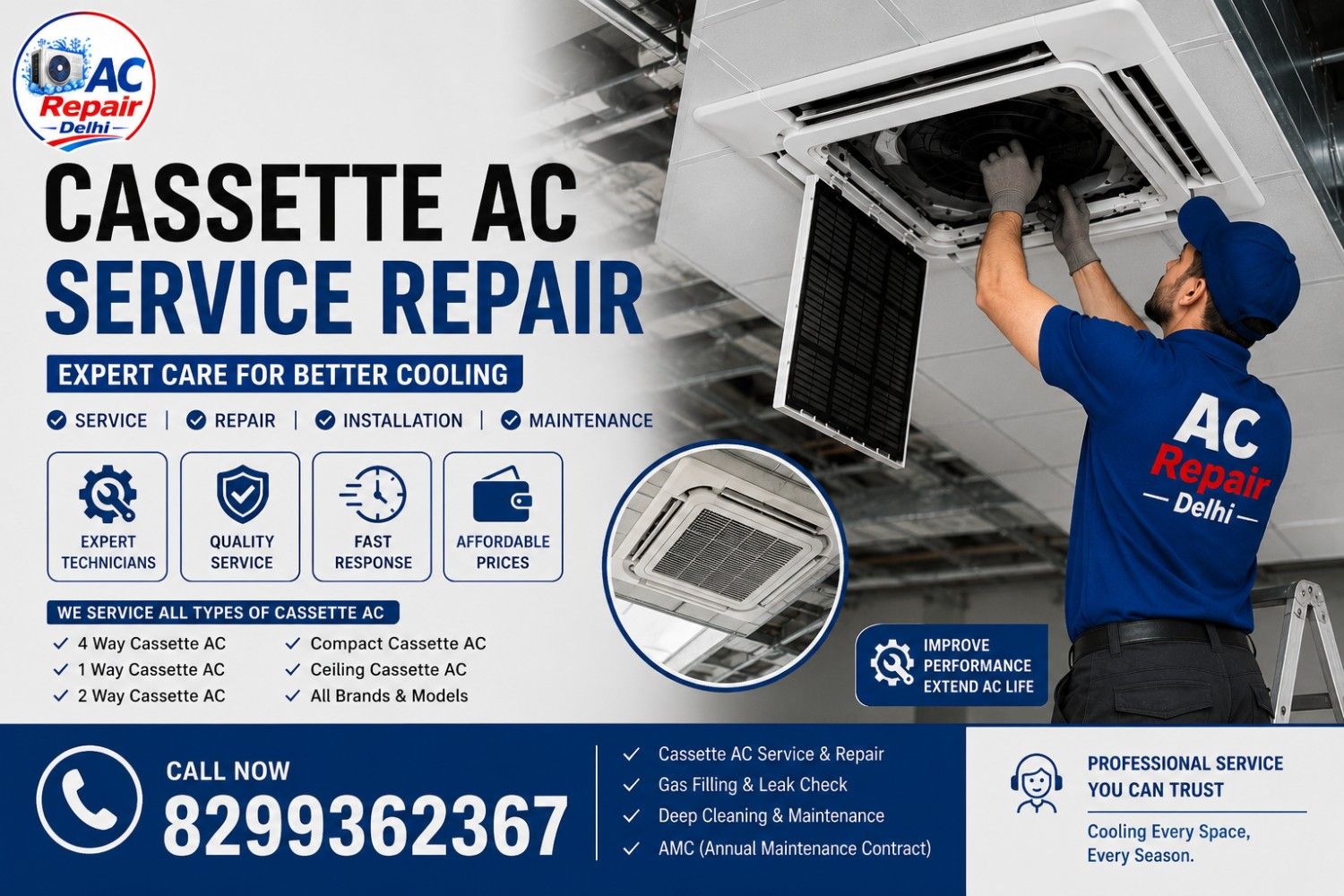 Cassette AC Service Delhi | Repair, Installation & AMC Near Jahangirpuri